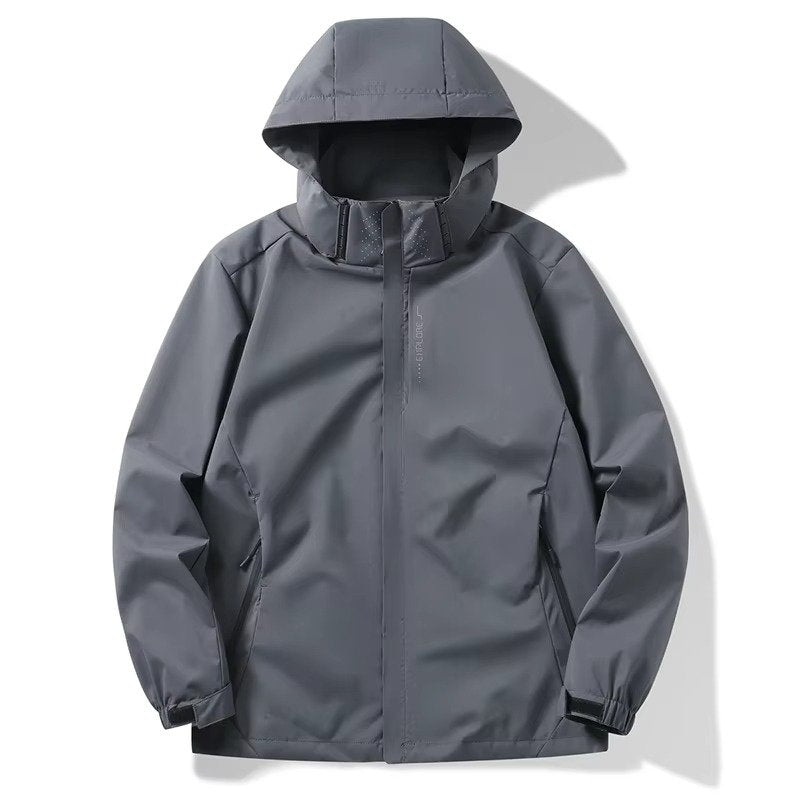 Men's Hooded Windbreaker Jacket - Gray