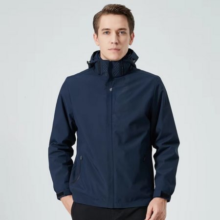 Men's Hooded Windbreaker Jacket - Navy Blue