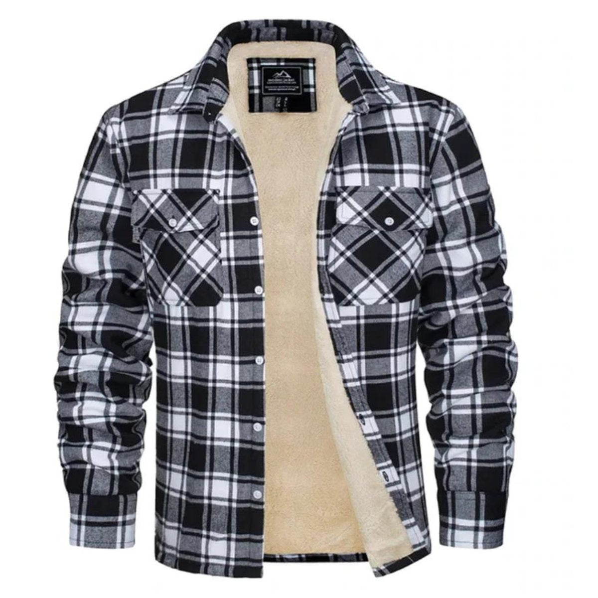 Men's Plaid Shirt Jacket - Black