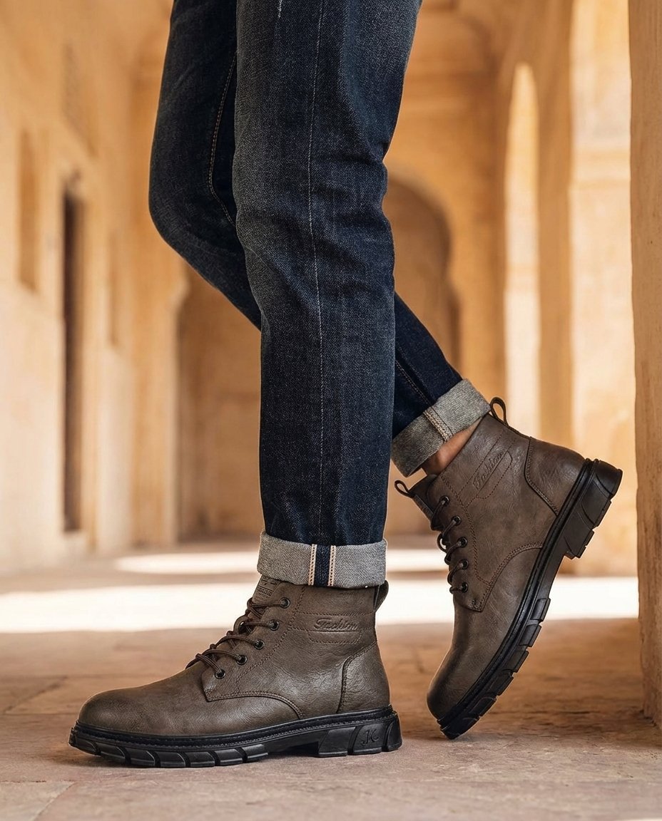 Men's Faux Leather Work Boots