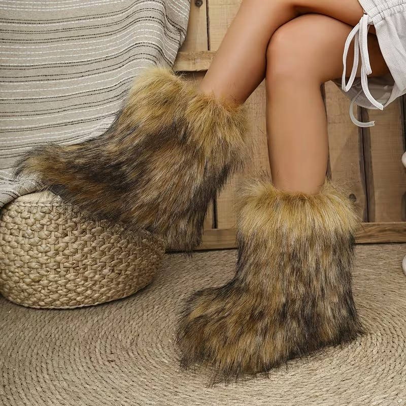 Women's Faux Fur Mid-Calf Ankle Boots
