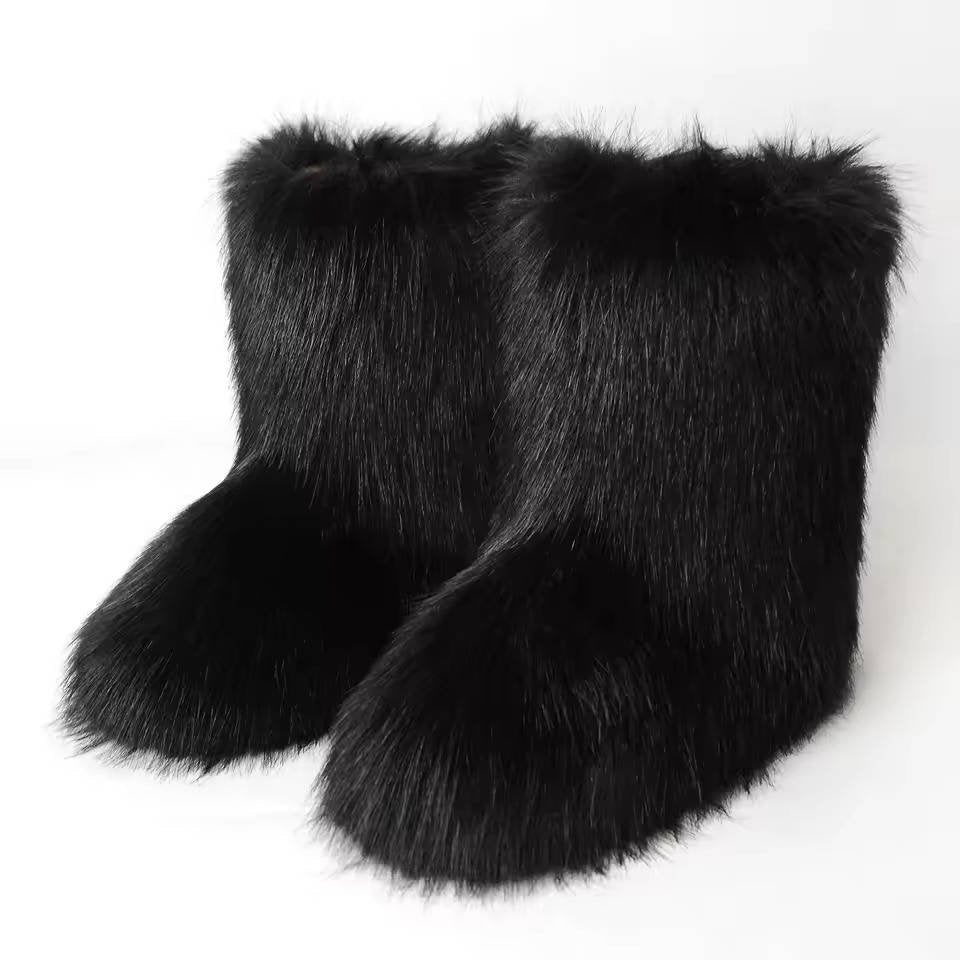 Women's Faux Fur Mid-Calf Ankle Boots