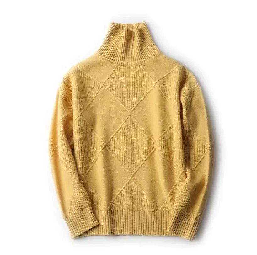 Women's Argyle Cashmere Roll Neck Jumper