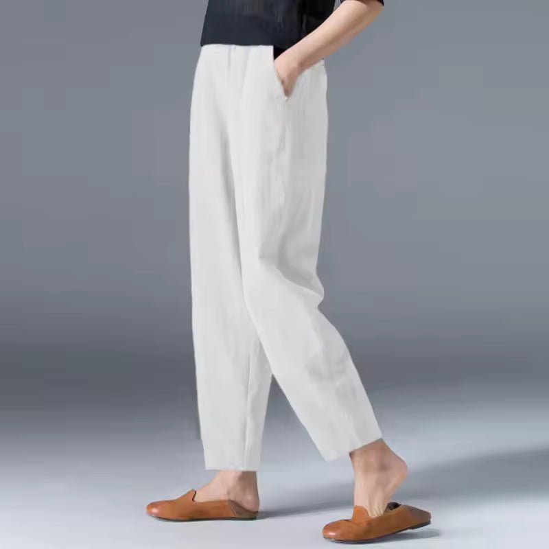 Women's Cropped Harem Trousers - White