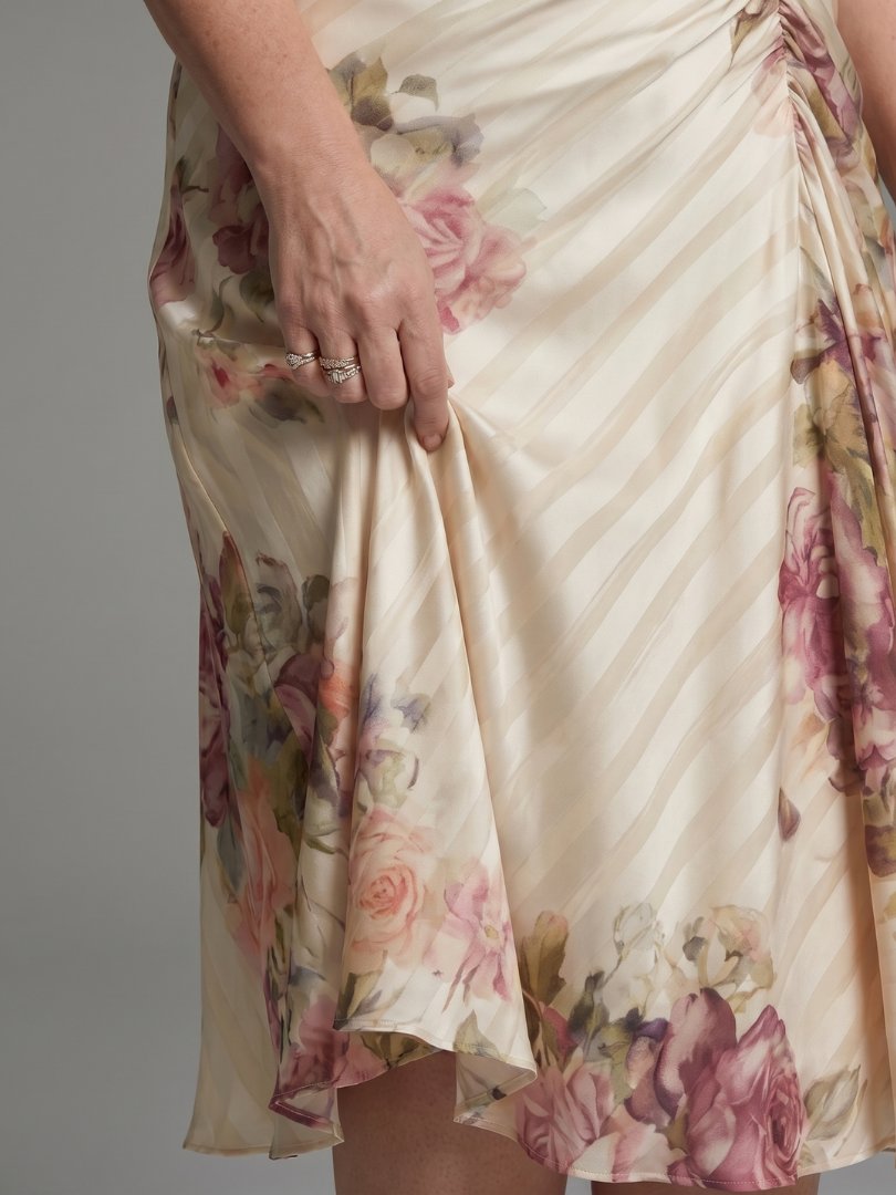 Women's Floral Satin Midi Dress
