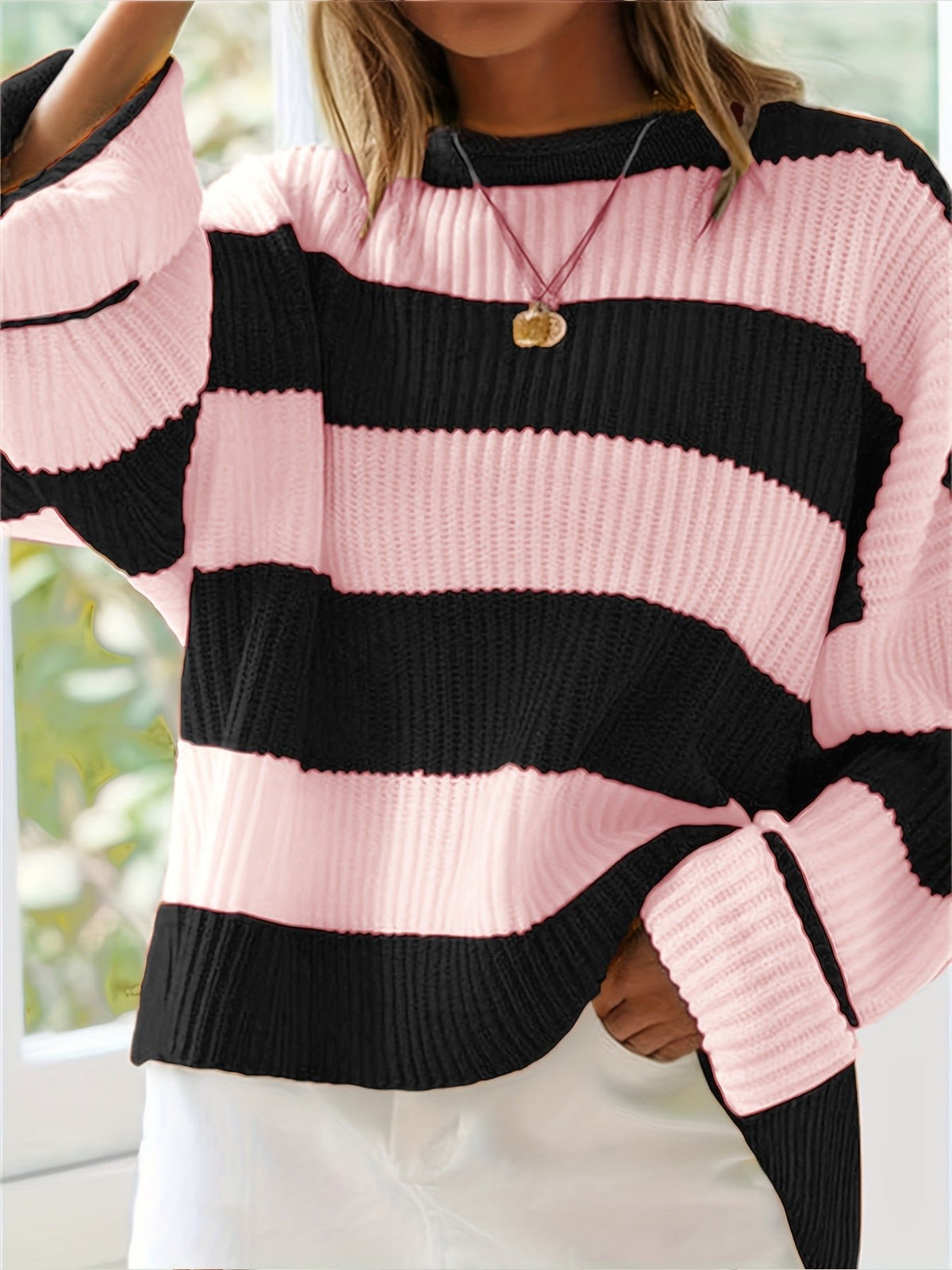 Women's Oversized Striped Knit Jumper