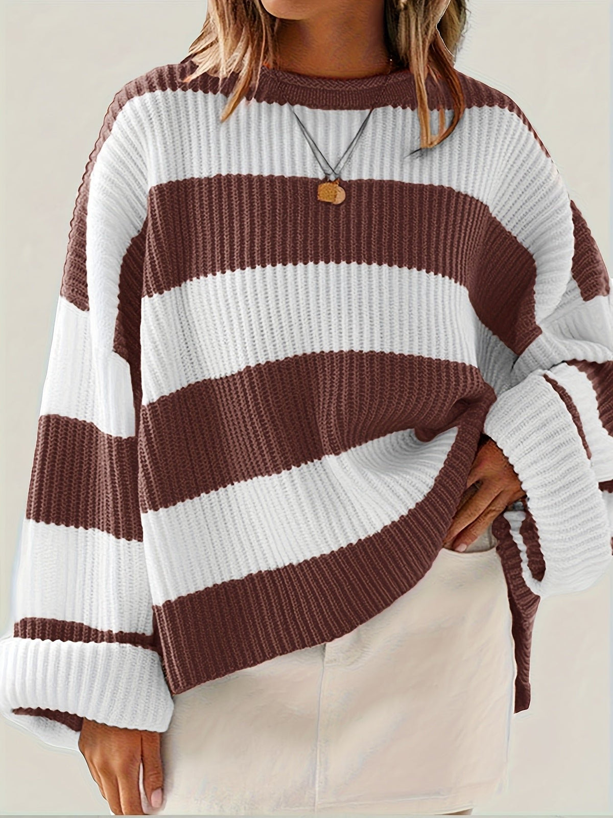 Women's Oversized Striped Knit Jumper