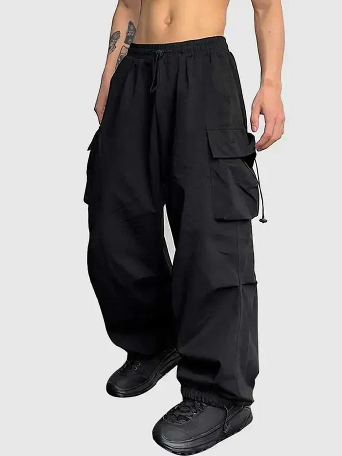 Men's Oversized Cargo Trousers - Black