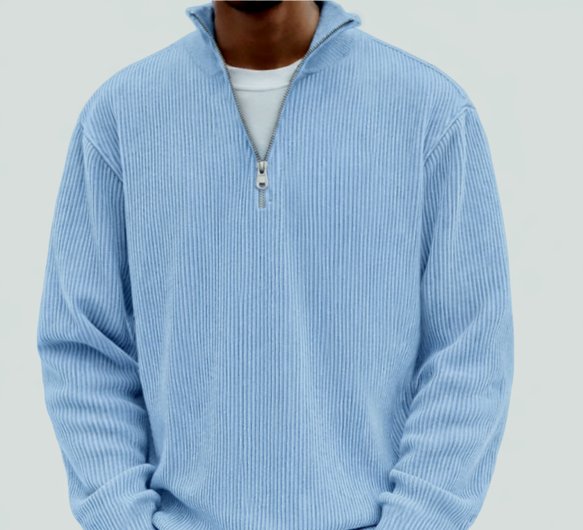 Men's Oversized Knit Quarter-Zip Jumper - Blue