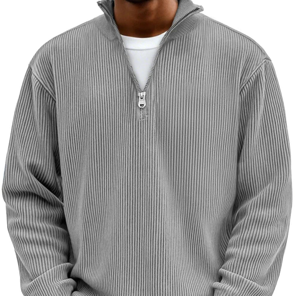 Men's Oversized Knit Quarter-Zip Jumper - Gray
