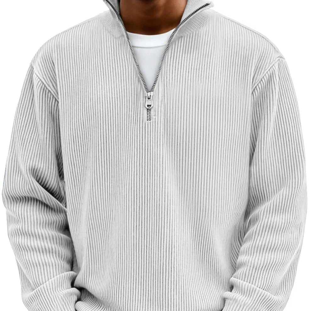 Men's Oversized Knit Quarter-Zip Jumper - White