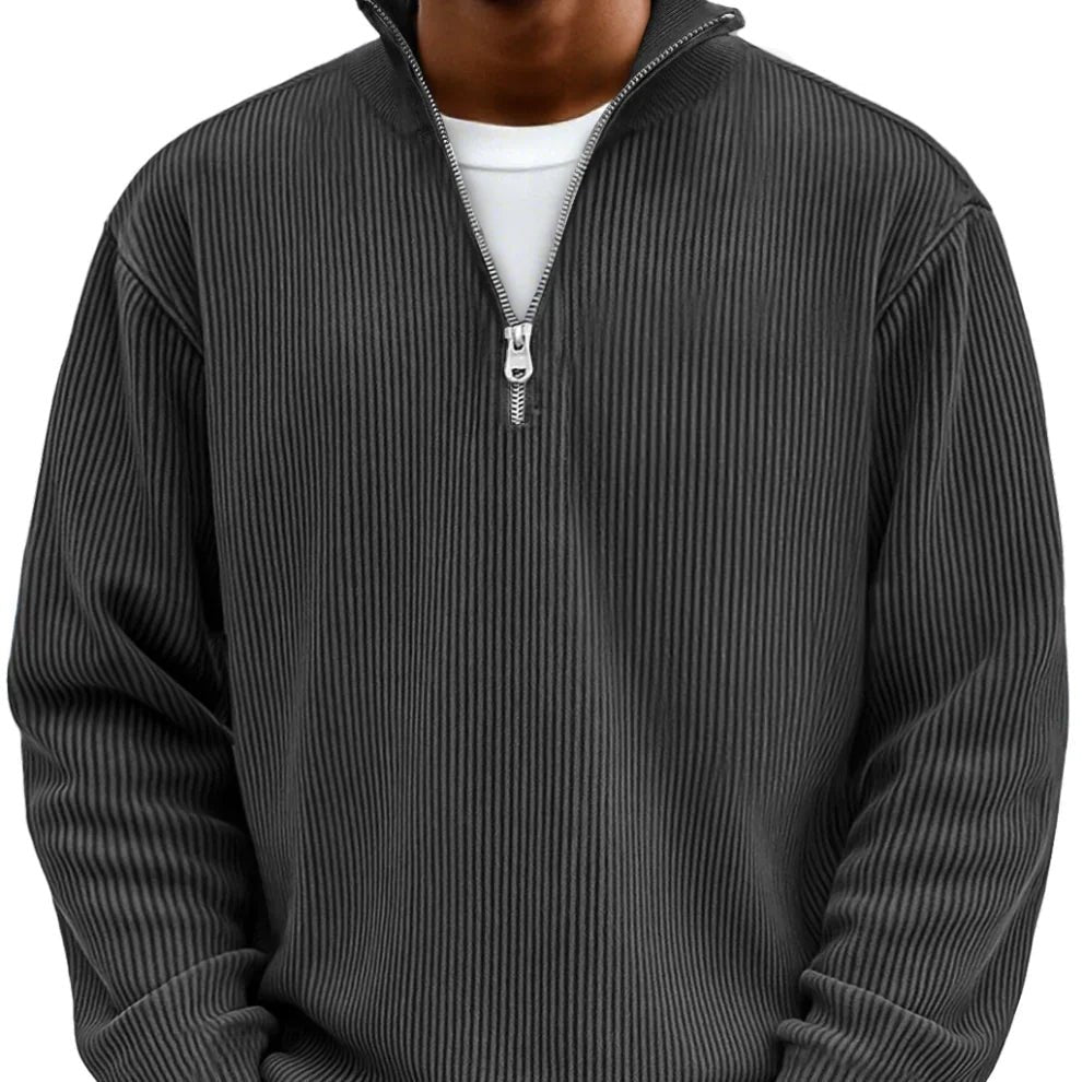 Men's Oversized Knit Quarter-Zip Jumper - Black