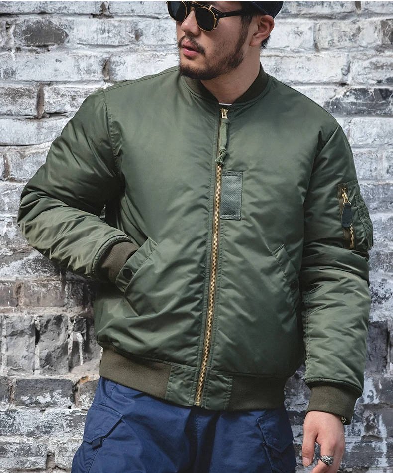 Men's Reversible Nylon Bomber Jacket - Green