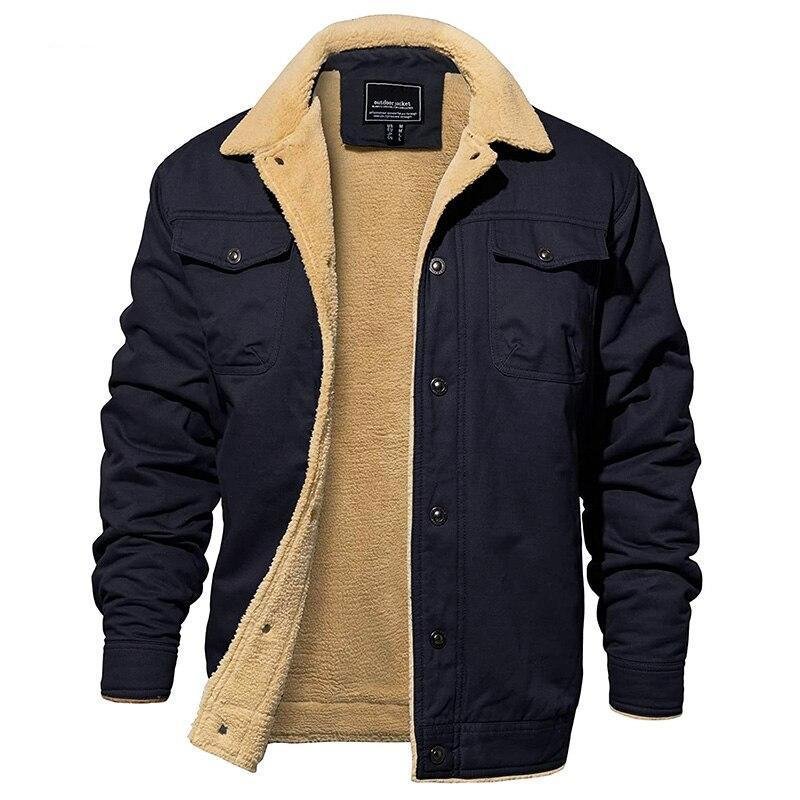 Men's Sherpa-Lined Trucker Jacket - Navy