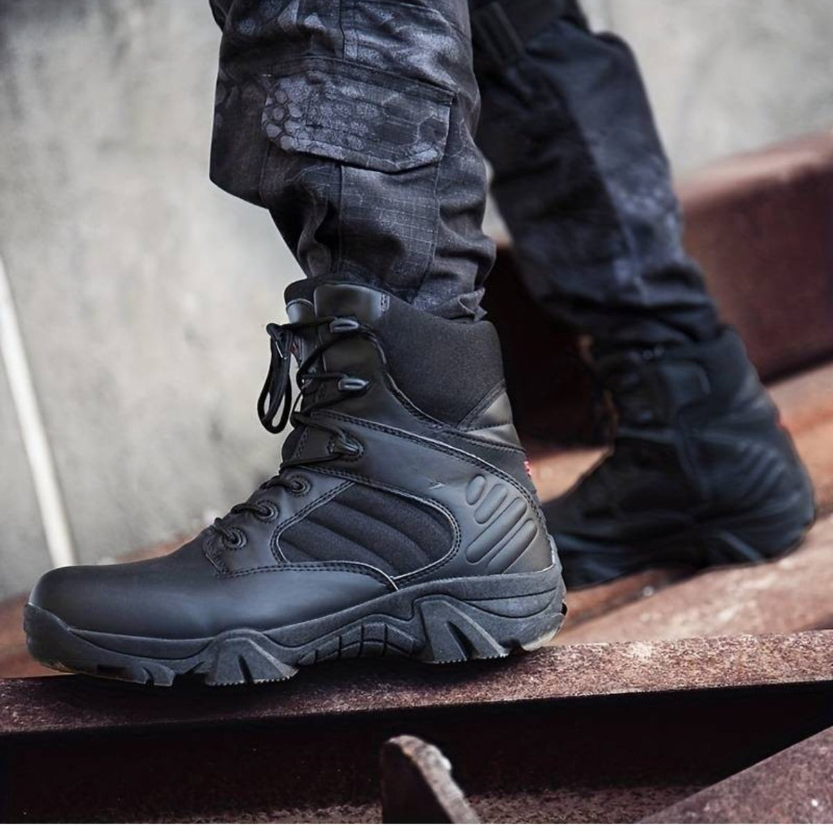 Men's Suede Tactical Combat Boot - Black