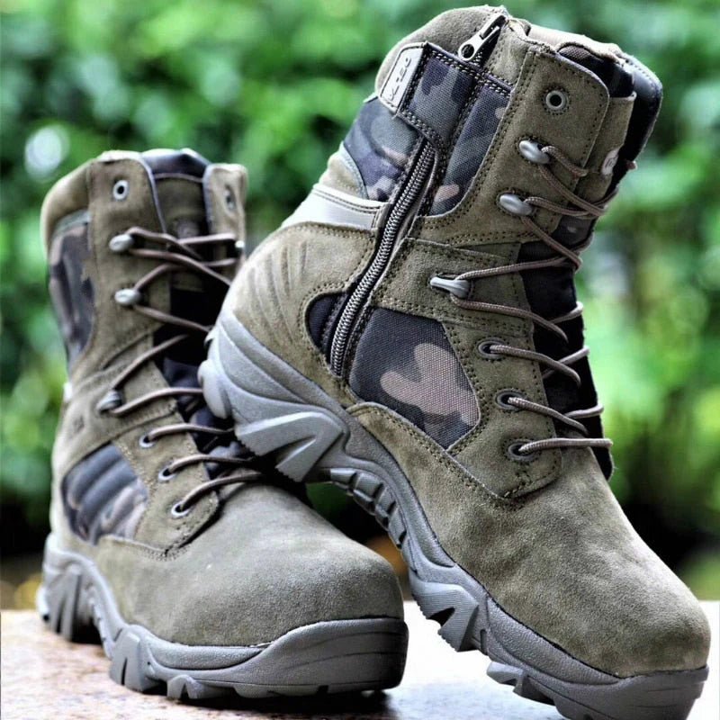 Men's Suede Tactical Combat Boot - Green