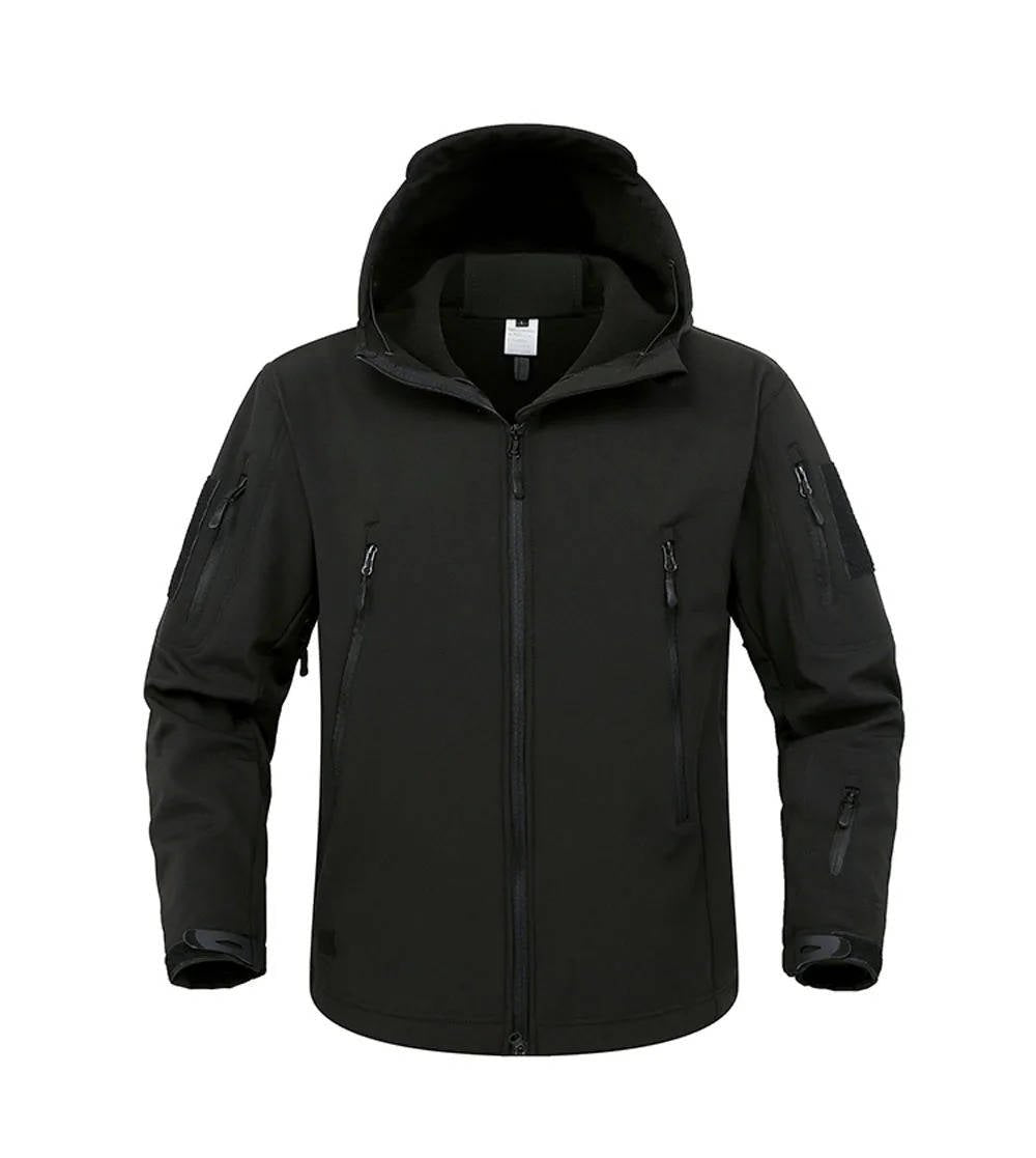 Men's Tactical Hooded Softshell Jacket - Black