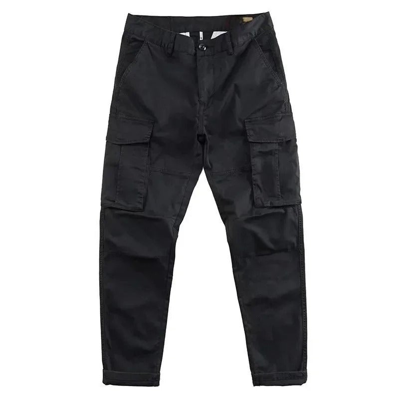 Men's Cotton Twill Cargo Trousers - Black