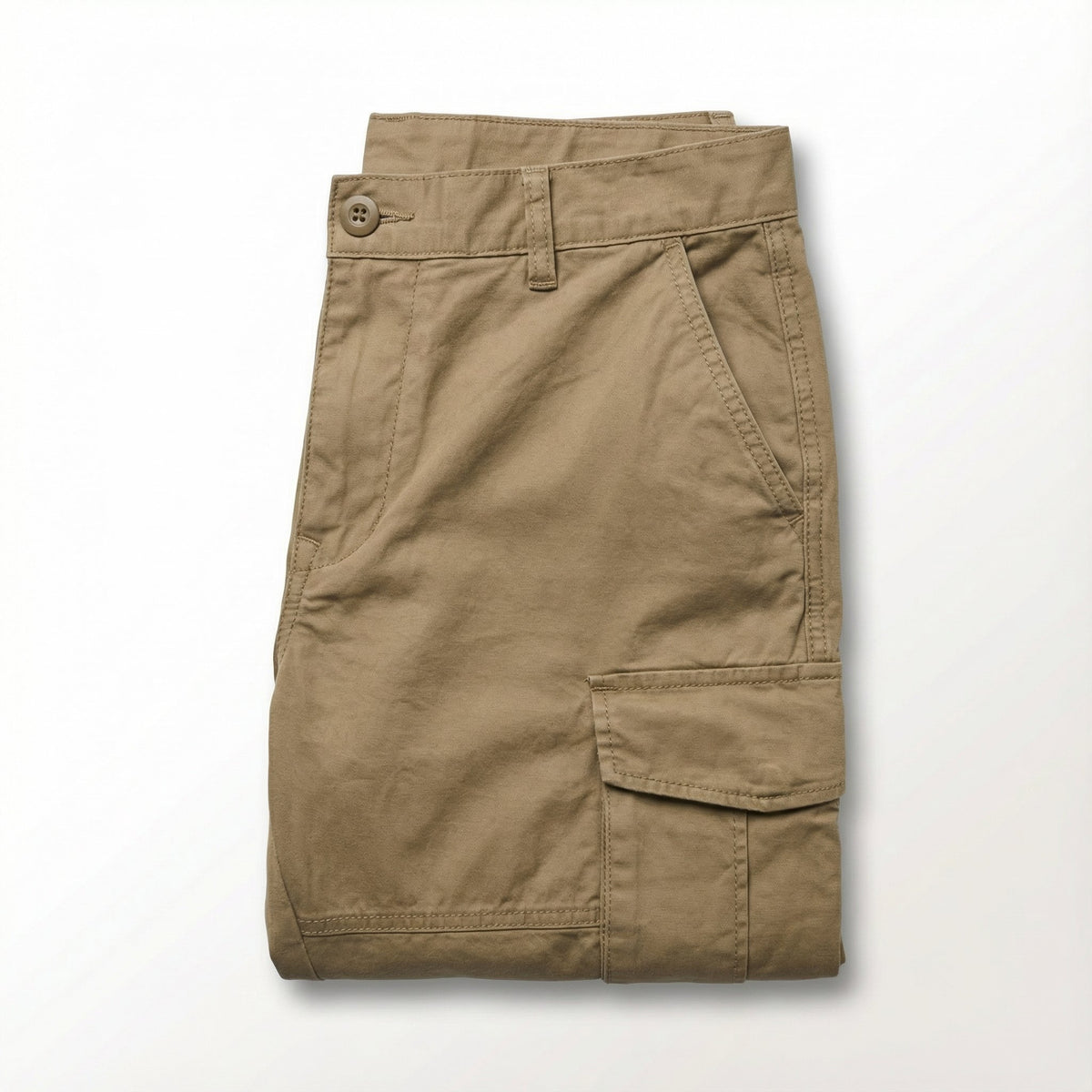 Men's Cotton Twill Cargo Trousers - Khaki