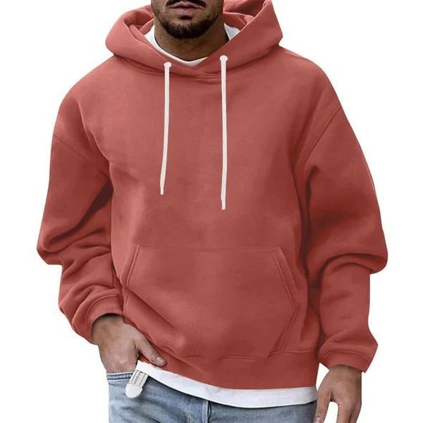Men's Oversized Pullover Hoodie - Orange