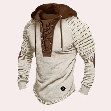 Men's Lace-Up Hooded Sweatshirt - White