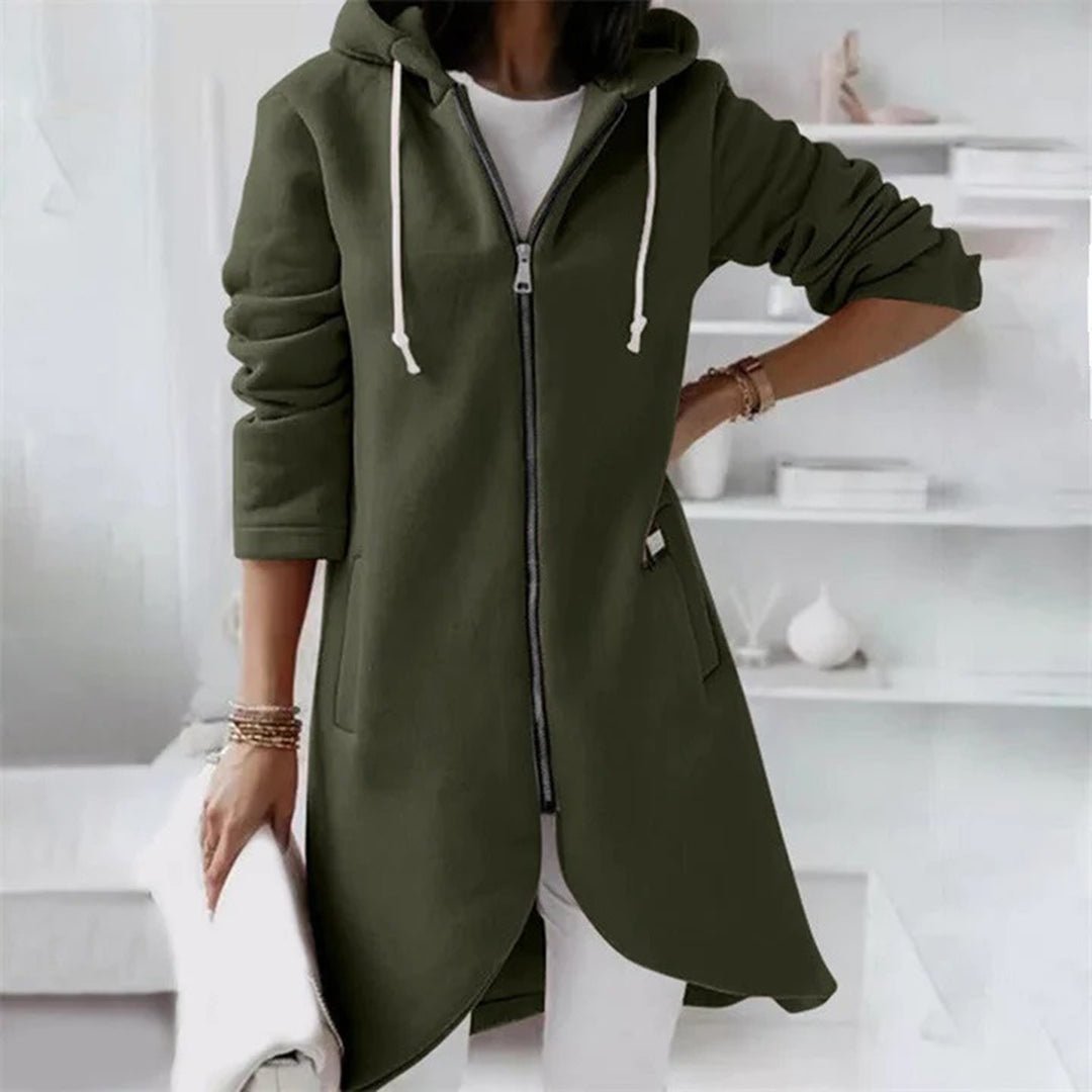 Women's Longline Hooded Winter Coat - Green