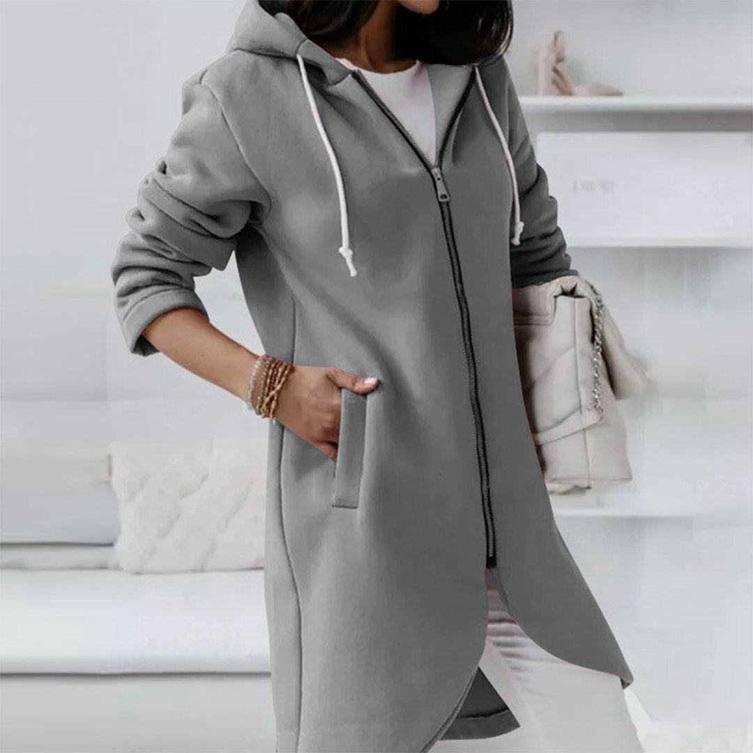 Women's Longline Hooded Winter Coat - Gray