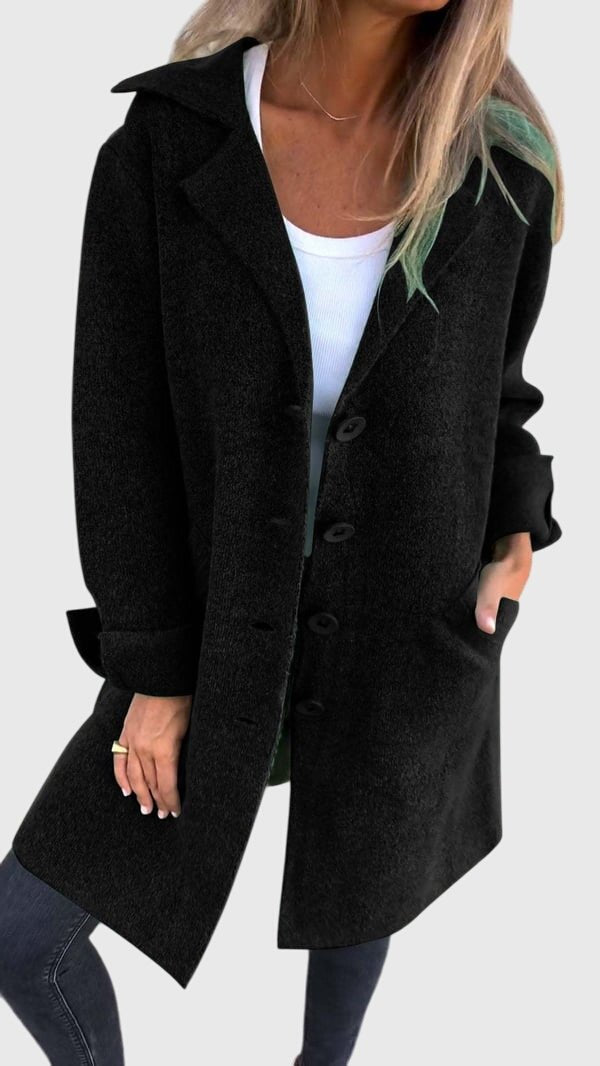 Women's Oversized Wool Coat - Black