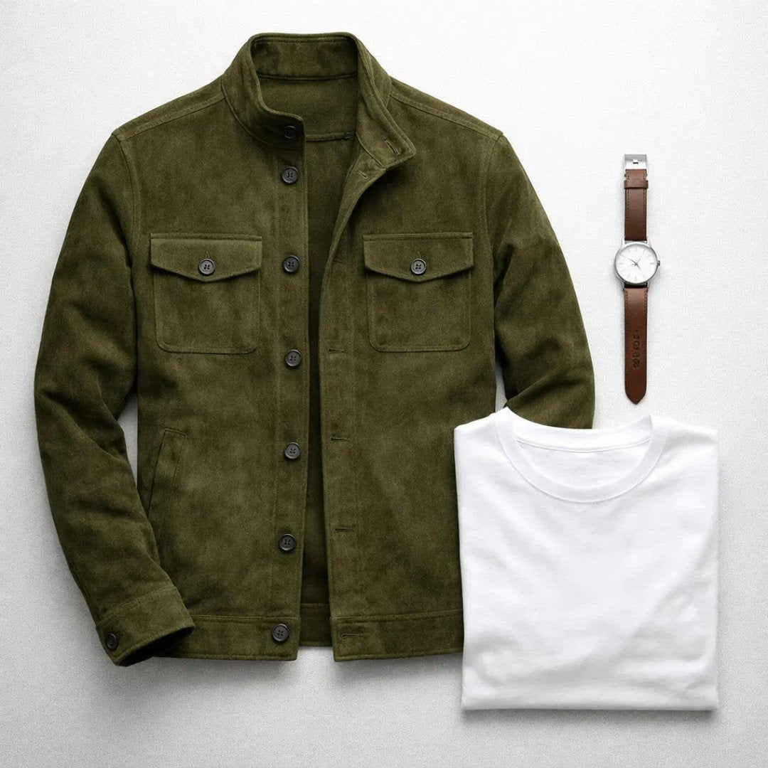 Men's Slim Suede Trucker Jacket