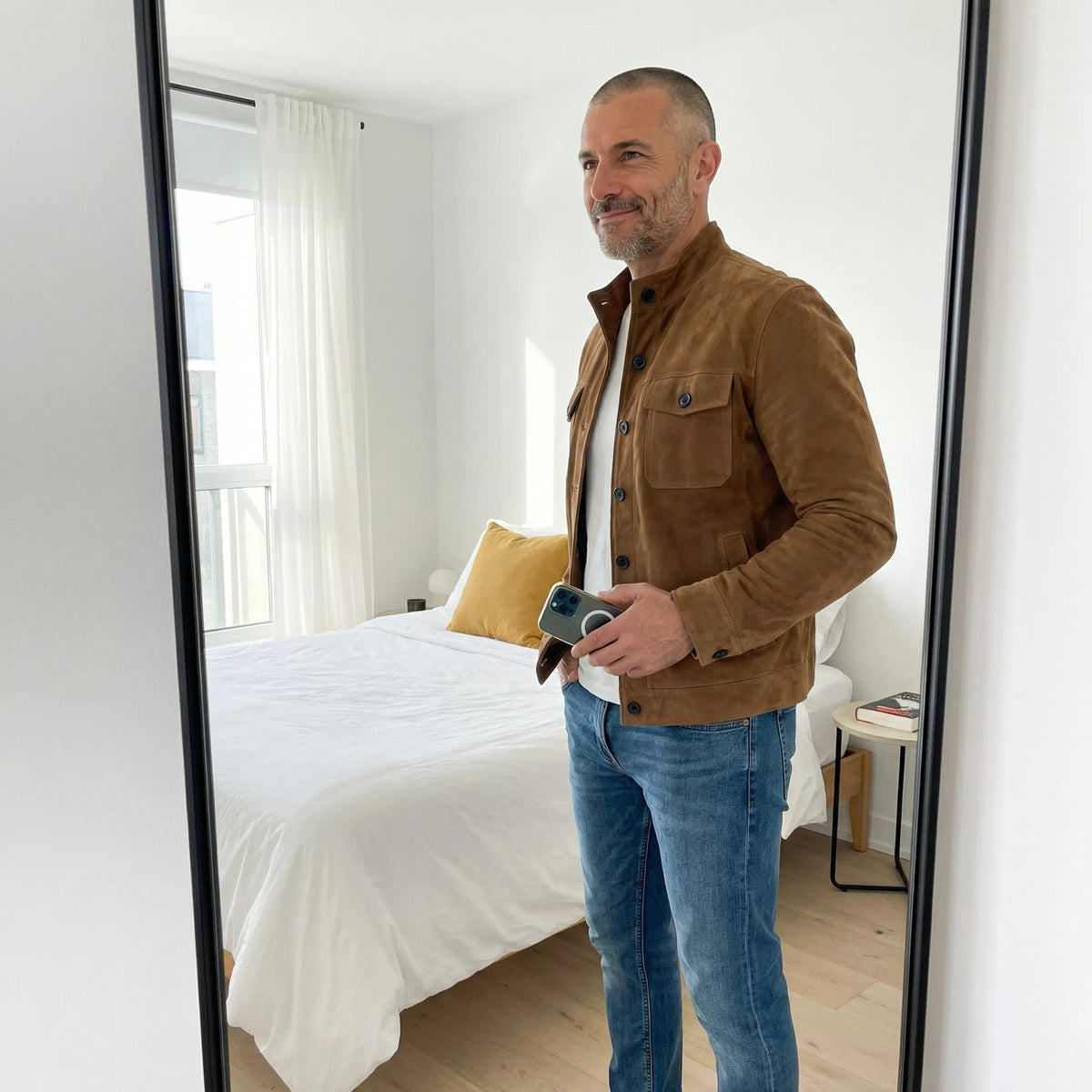 Men's Slim Suede Trucker Jacket