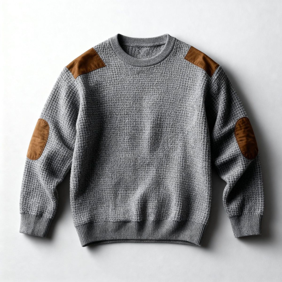 Men's Wool Blend Suede-Patch Jumper - Gray