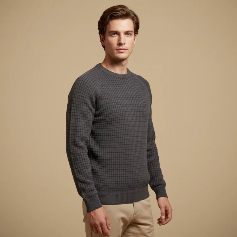 Men's Waffle Knit Crewneck Jumper - Gray