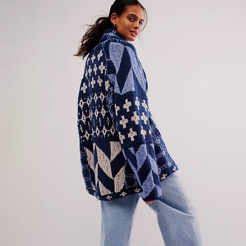 Women's Oversized Knit Cardigan - Blue