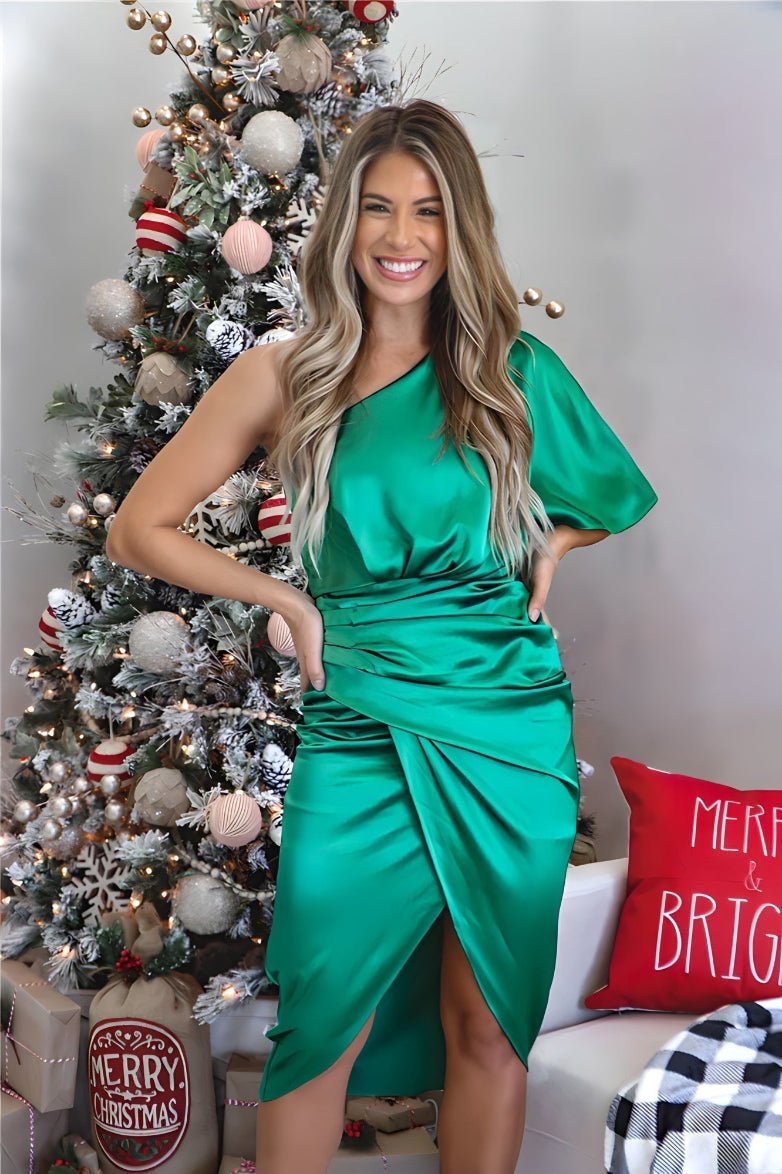 Women's Satin Cocktail Midi Dress