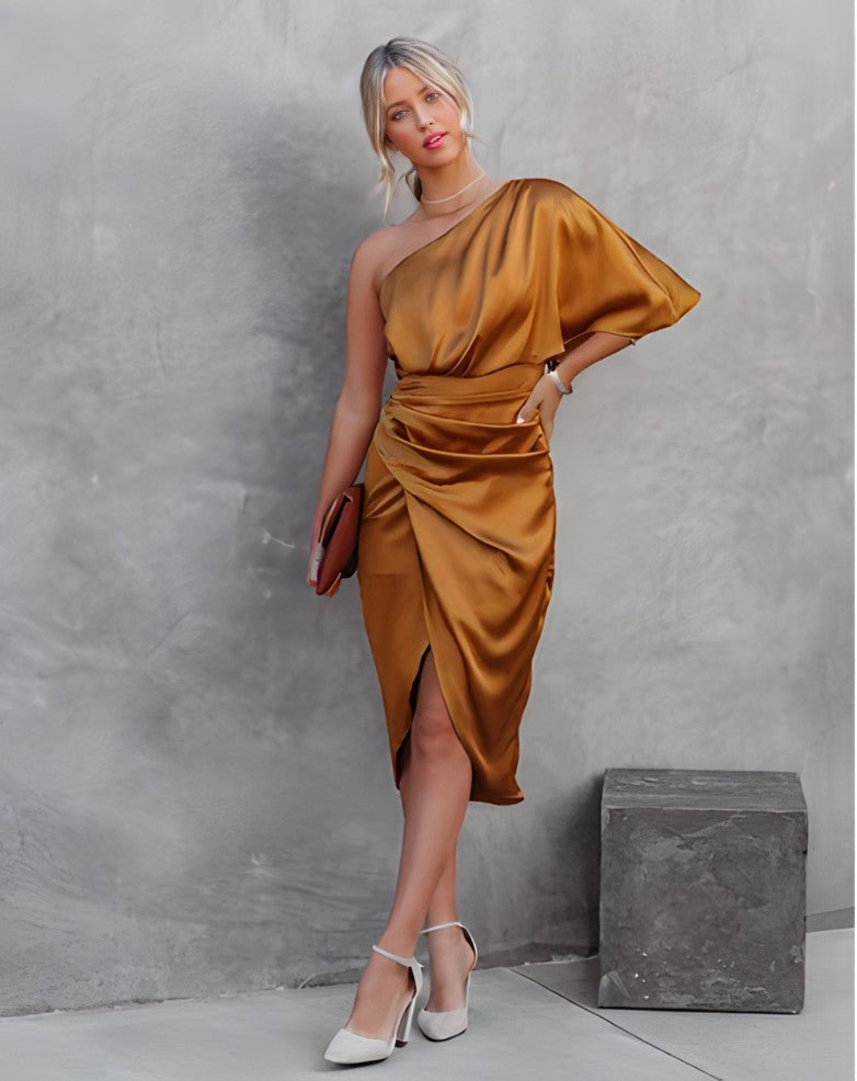Women's Satin Cocktail Midi Dress