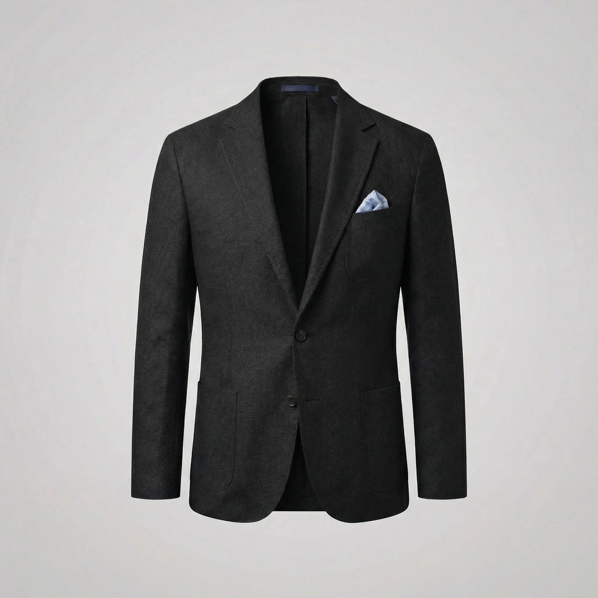 Men's Linen Blend Unstructured Blazer - Black