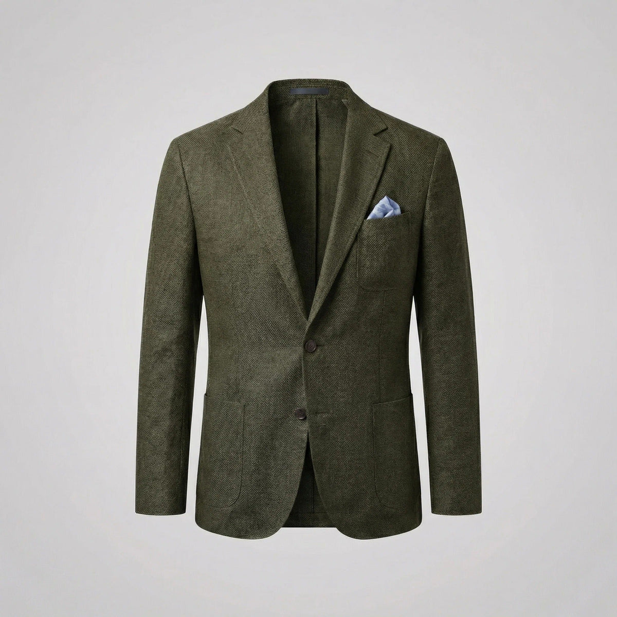 Men's Linen Blend Unstructured Blazer - Army Green