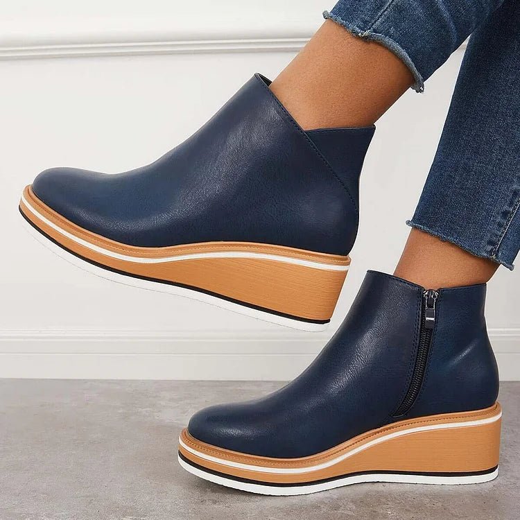 Women's Wedge Ankle Boots - Blue