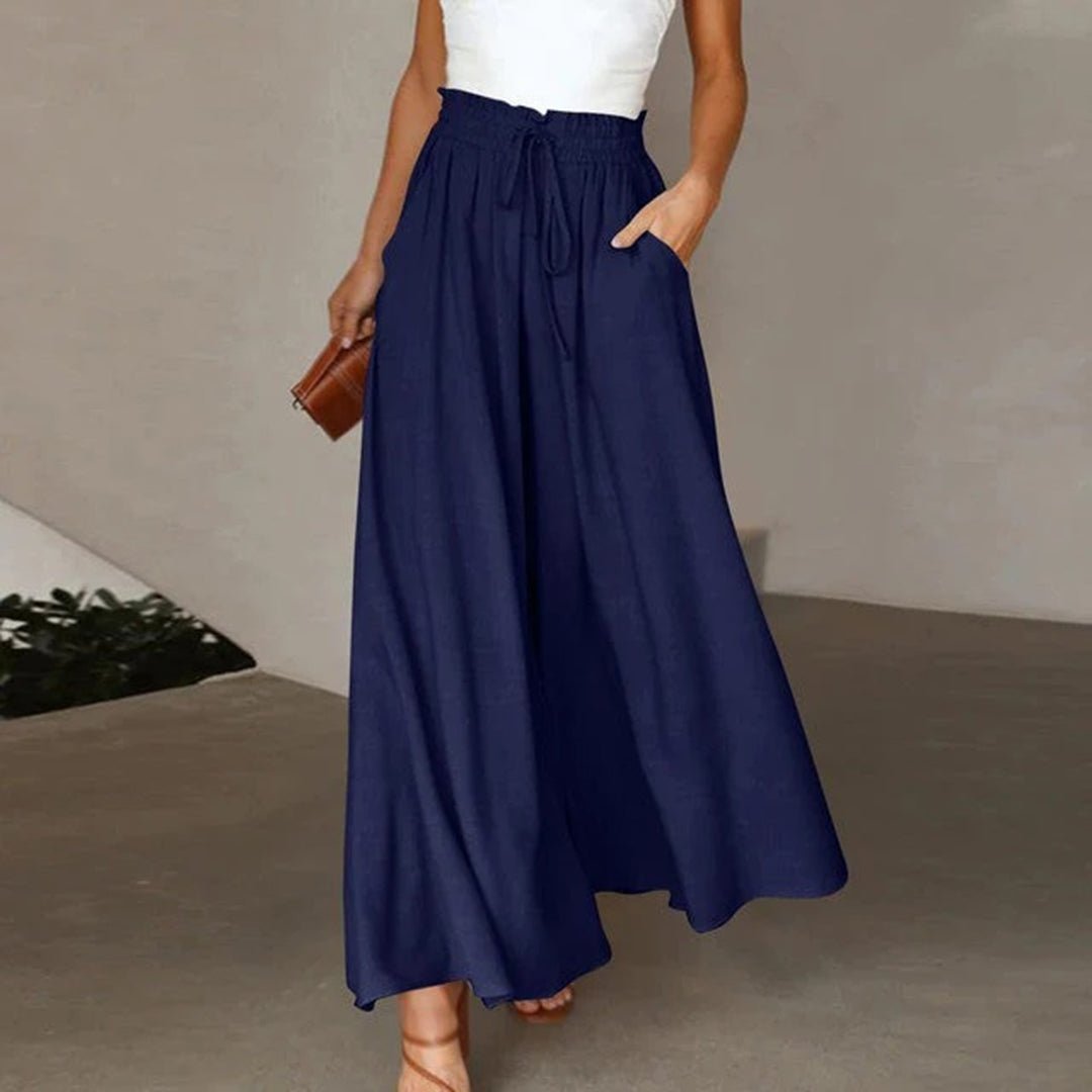 Women's Wide-Leg Palazzo Trousers - Dark Blue