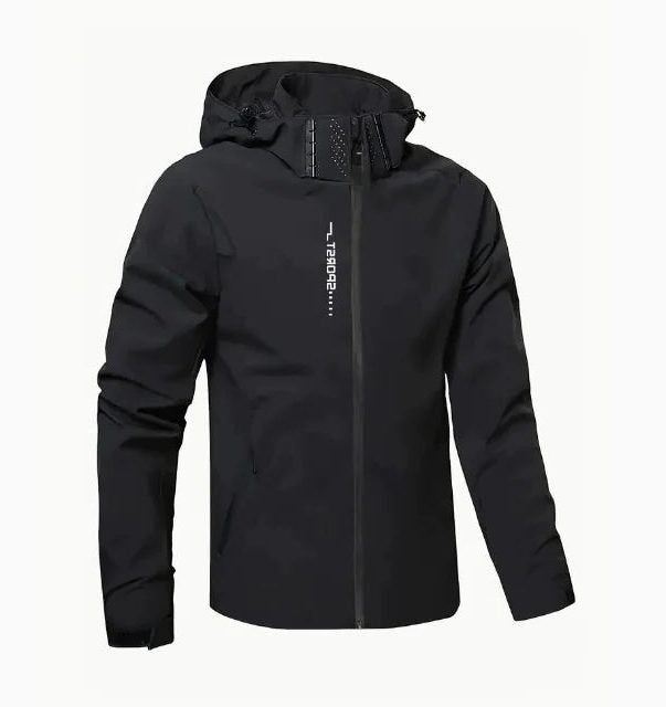 Men's Hooded Windbreaker Jacket - Black