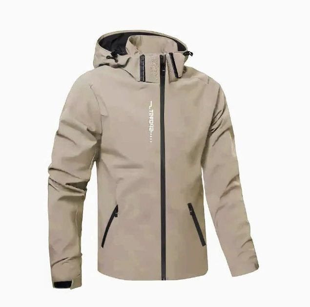 Men's Hooded Windbreaker Jacket - Khaki