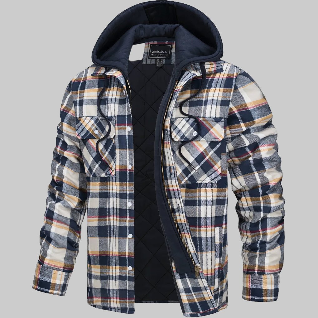 Men's Plaid Flannel Shacket - Beige