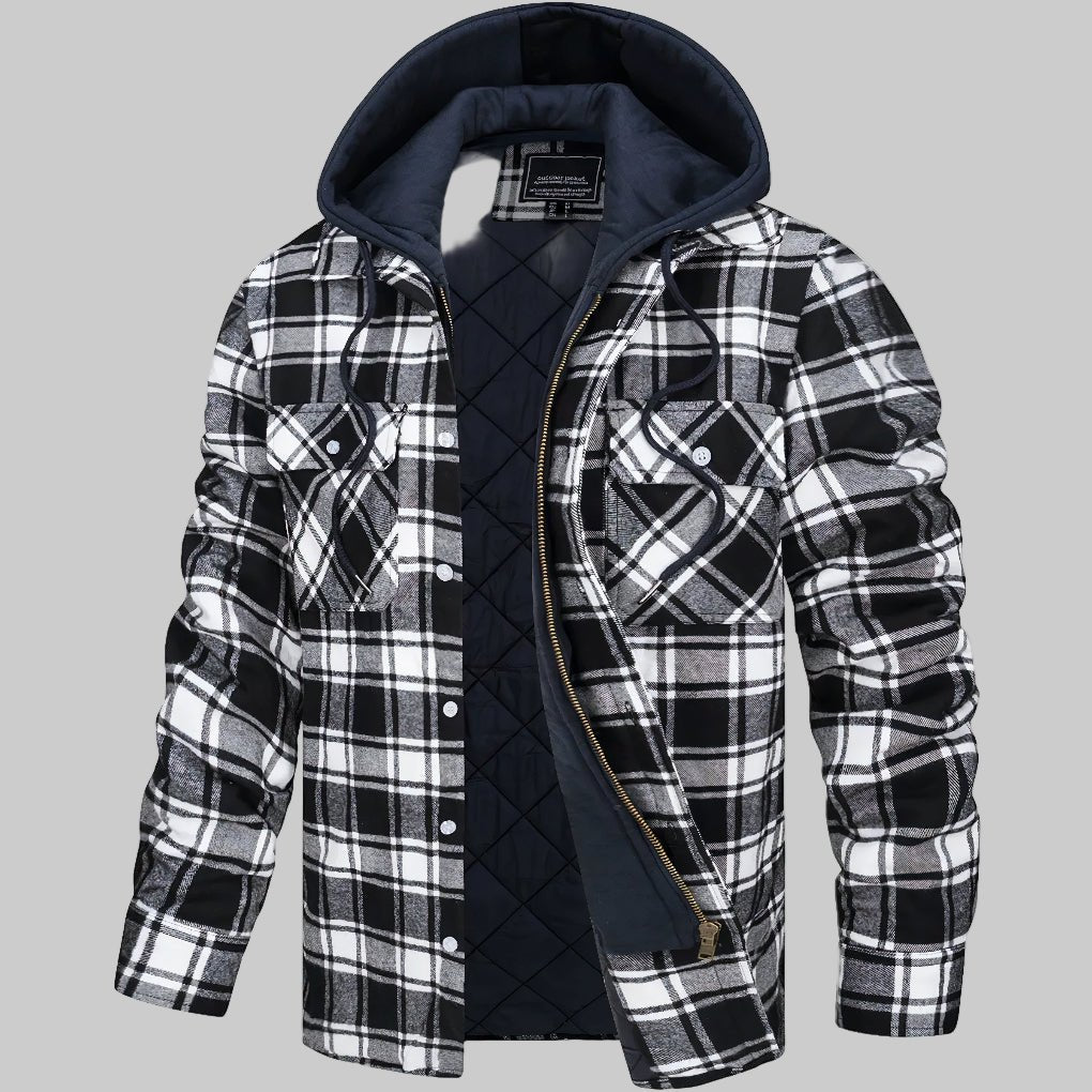 Men's Plaid Flannel Shacket - Black
