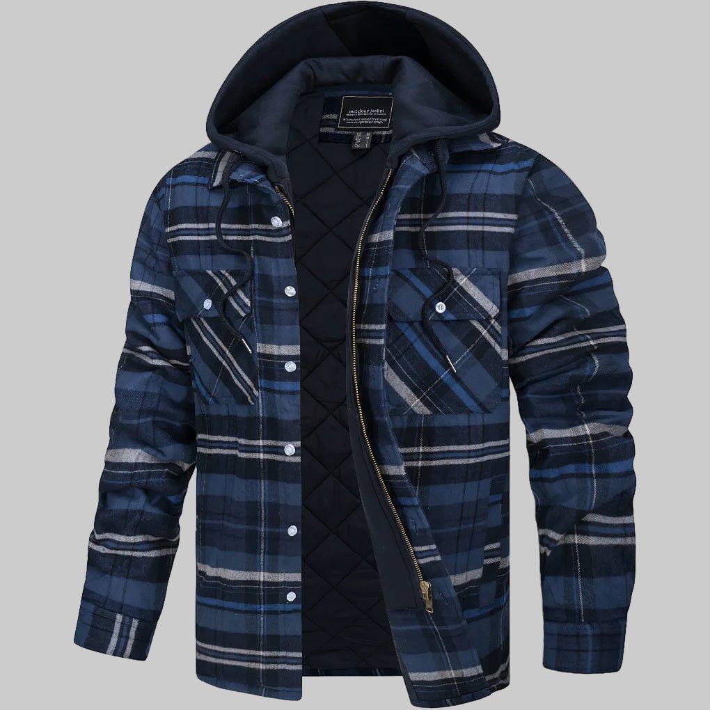 Men's Plaid Flannel Shacket - Dark Blue