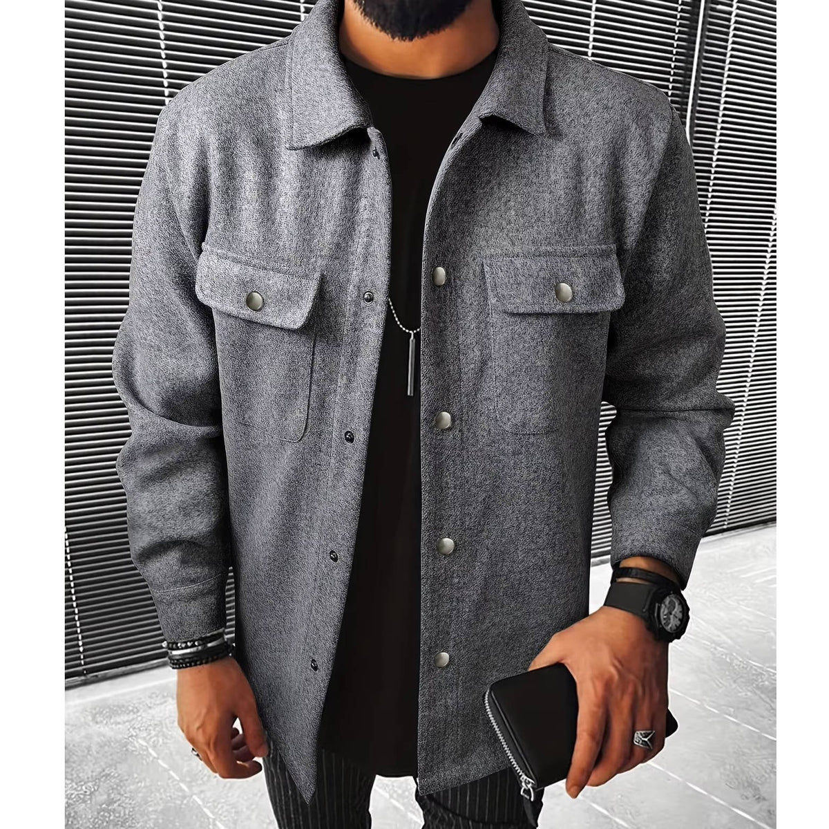 Men's Shirt Jacket - Light Gray