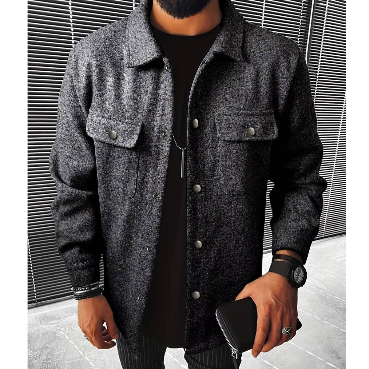 Men's Shirt Jacket - Dark Gray