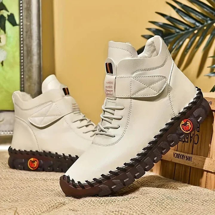 Women's High-Top Ankle Boots - Beige