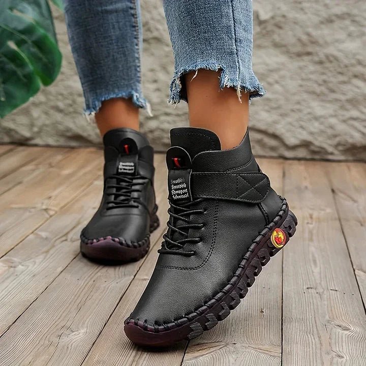 Women's High-Top Ankle Boots - Black