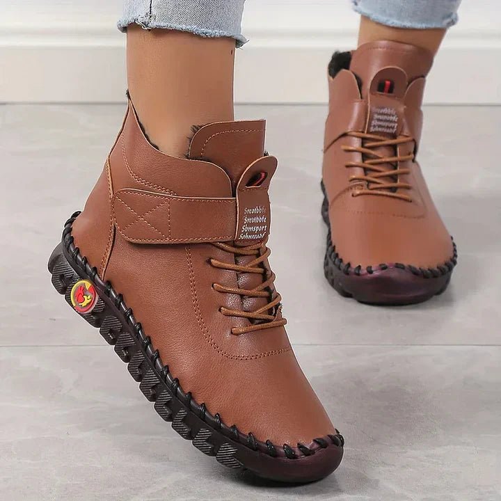 Women's High-Top Ankle Boots - Brown