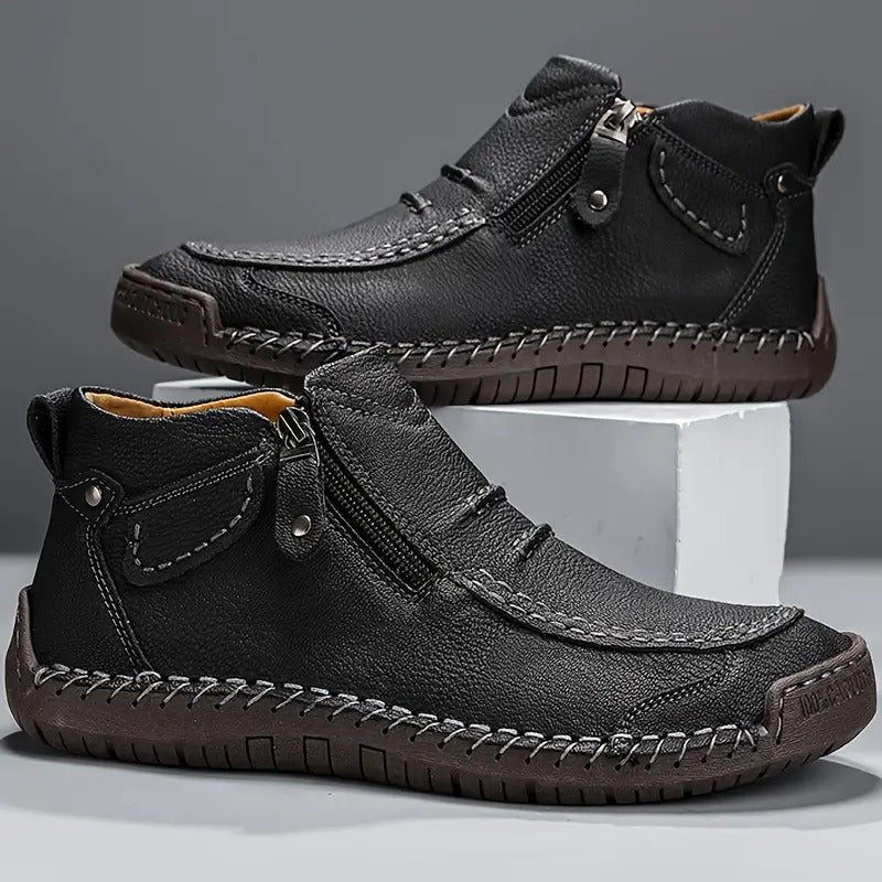Men's Leather Ankle Boots - Black